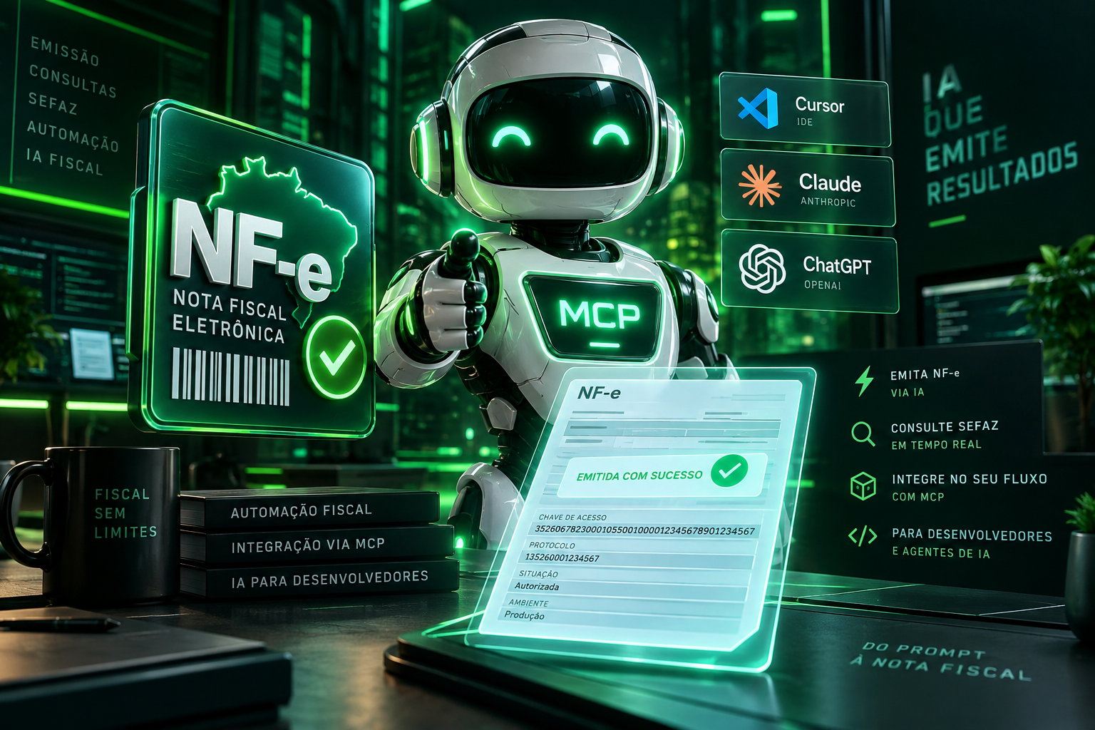 NFER Lança Servidor MCP Oficial: Emissão de NF-e, Consultas SEFAZ e IA Fiscal no Cursor, Claude e ChatGPT