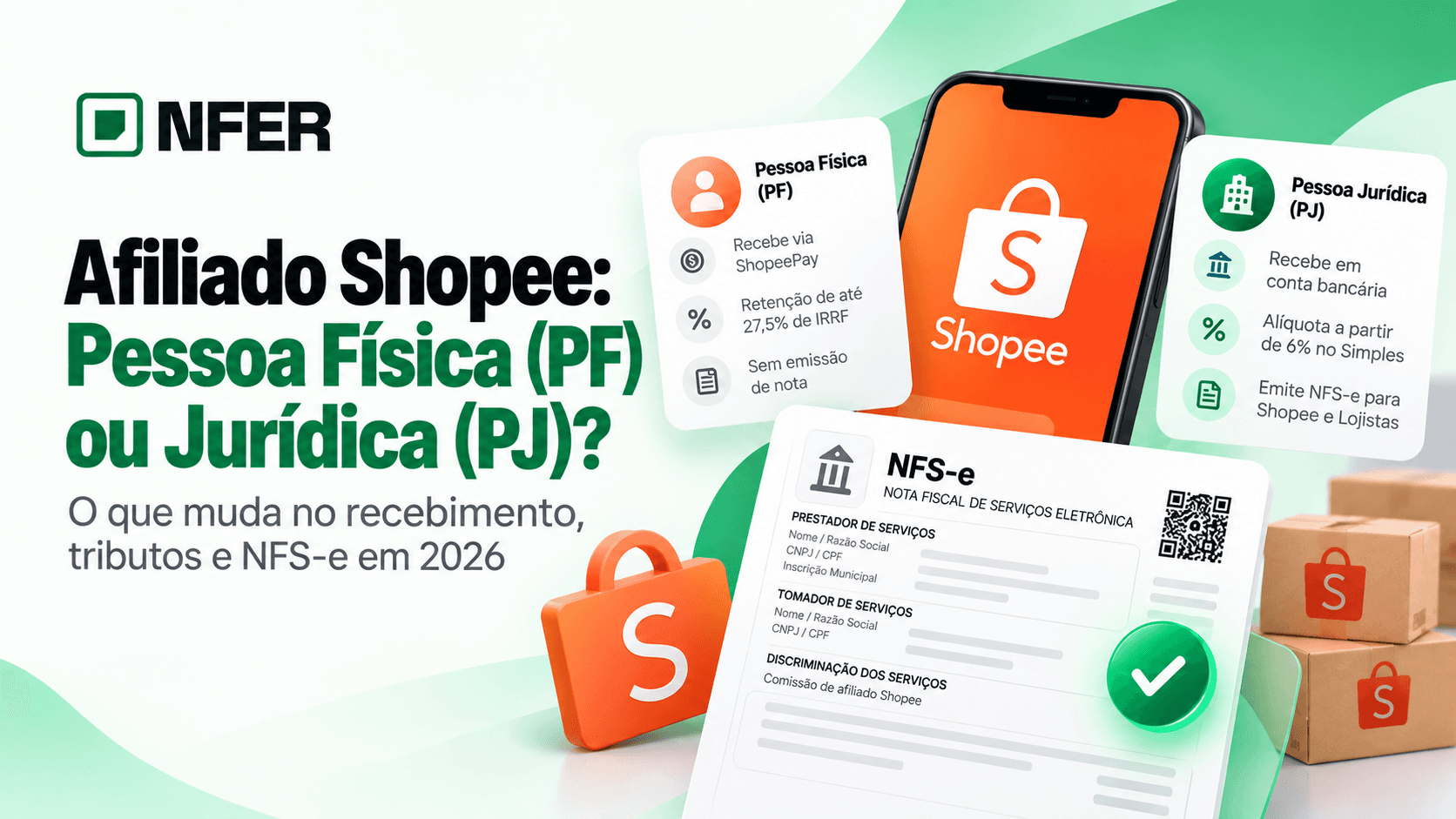 Afiliado Shopee: Pessoa Física (PF) ou Jurídica (PJ)? O Que Muda no Recebimento, Tributos e NFS-e em 2026