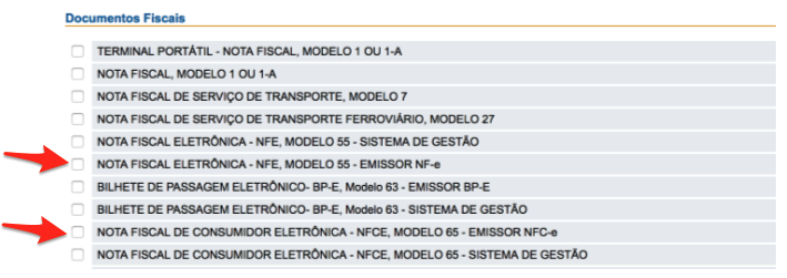 Seleção dos modelos 55 e 65